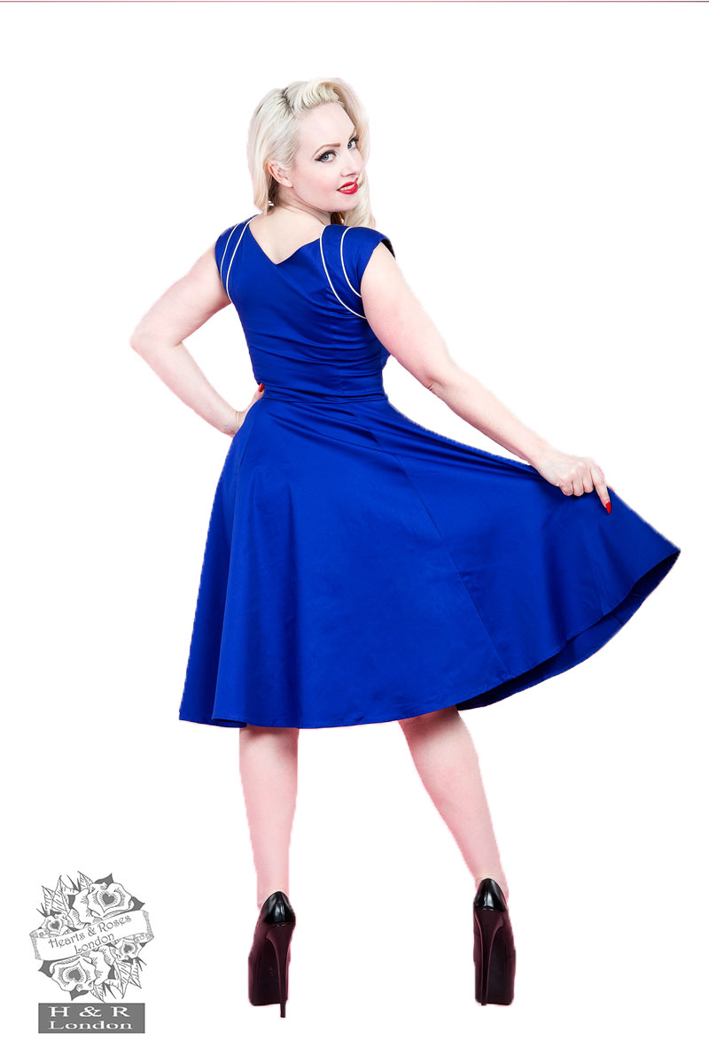 Blue White Bow Lady Hepburn Dress